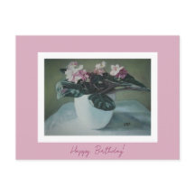Happy Birthday fine art vintage pink flowers Card
