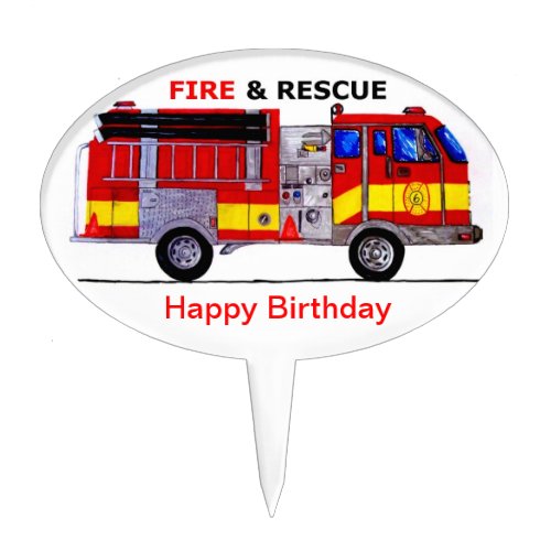 Happy Birthday Fire And Rescue Cake Topper