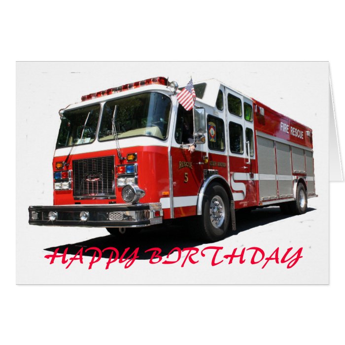 HAPPY BIRTHDAY Fire Truck Greeting Cards