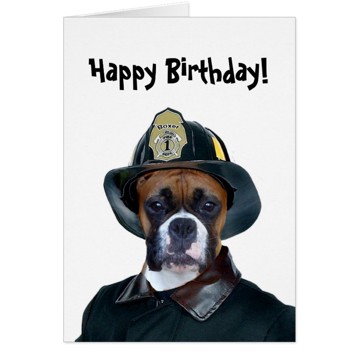 Happy Birthday Fireman boxer greeting card