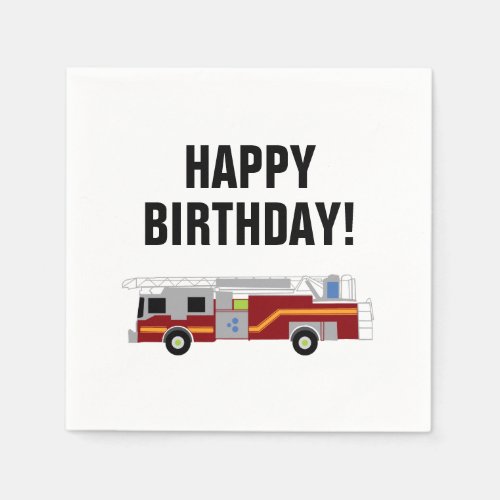 Happy Birthday Firetruck Emergency Vehicle Napkins