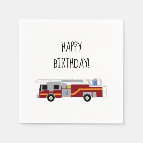 Happy Birthday Firetruck Emergency Vehicle Napkins