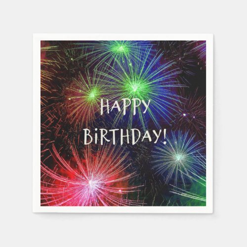 Happy Birthday Fireworks Celebration Napkins