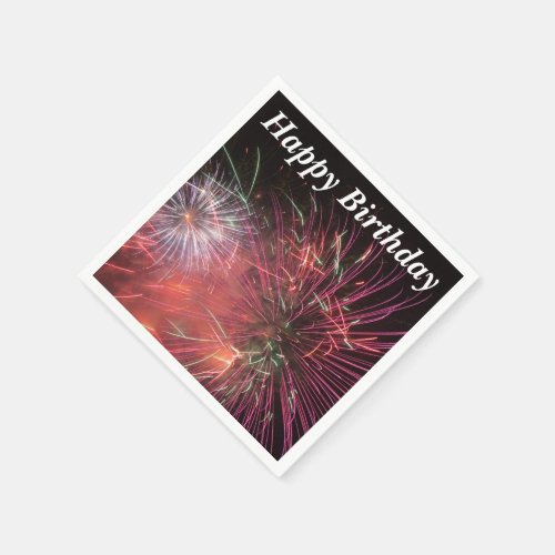 Happy Birthday Fireworks on napkins