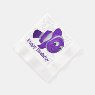 Happy Birthday Fish (purple) Napkins