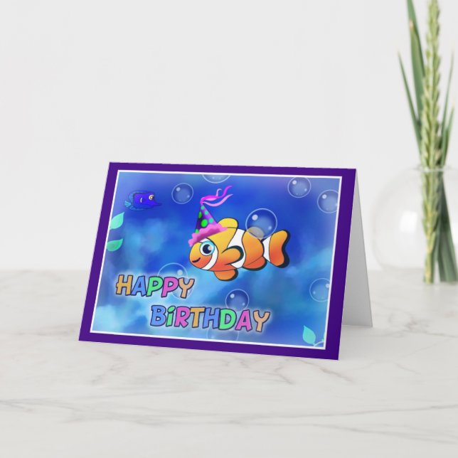 Happy Birthday Fish style 013 Card (Front)