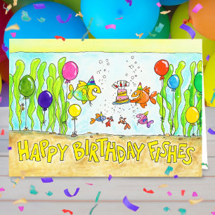 Happy Birthday Fishes greeting  Card