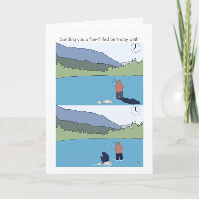 Happy Birthday Fishing Cards Funny Cartoon (Front)