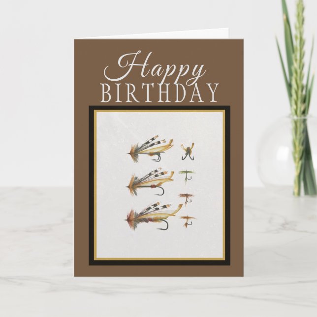 Happy Birthday Fishing Flies Greeting Card (Front)