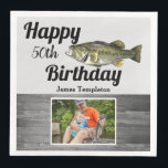 Happy Birthday Fishing Photo Name Father Men's Nap Paper Dinner Napkins<br><div class="desc">Happy Birthday Bass Fishing Party Napkins. Personalize the name and age on the napkins and upload the perfect fishing photo to celebrate the person in your life who loves to go fishing. The napkins features a largemouth bass. Use the customize feature to make adjustments to the photo placement. Check out...</div>