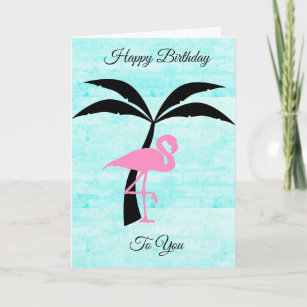 Happy Birthday Flamingo and Palm Tree Card