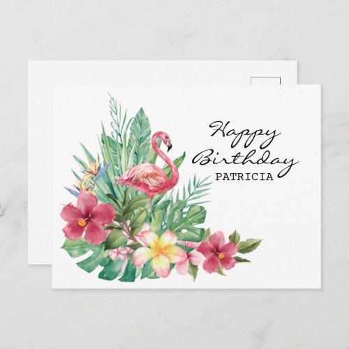 Happy Birthday Flamingo Postcard