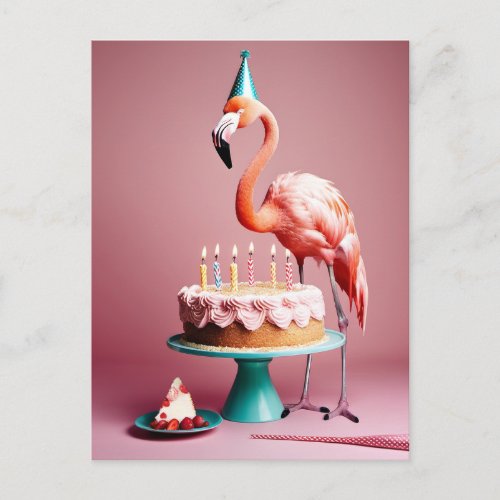 Happy Birthday Flamingo Postcard