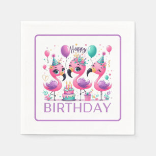 Happy Birthday Flamingos Napkins