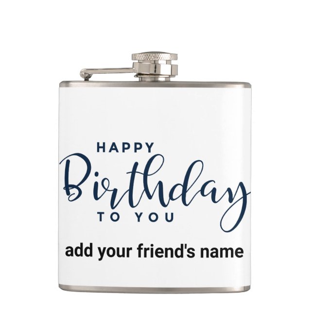 Happy Birthday Flask Custom Name Gift (Front)