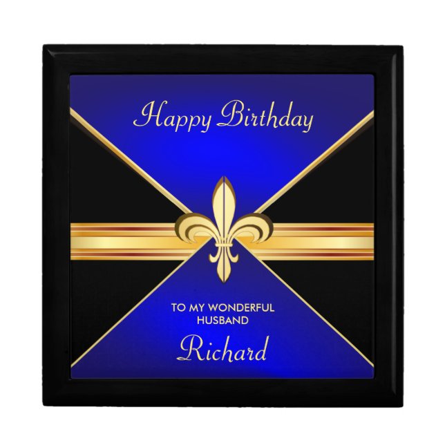 Happy Birthday Fleur-de-Lis Mens Custom Gift Box (Front)