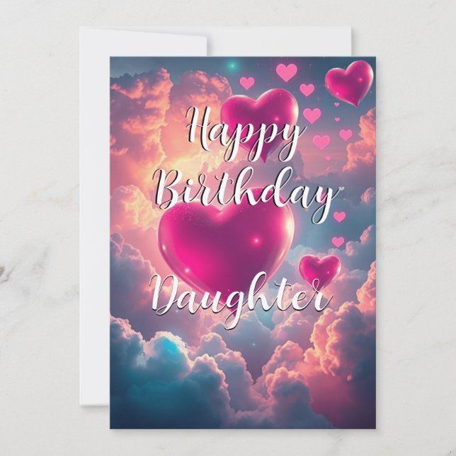 Happy Birthday Floating Hearts Birthday Card (Front)