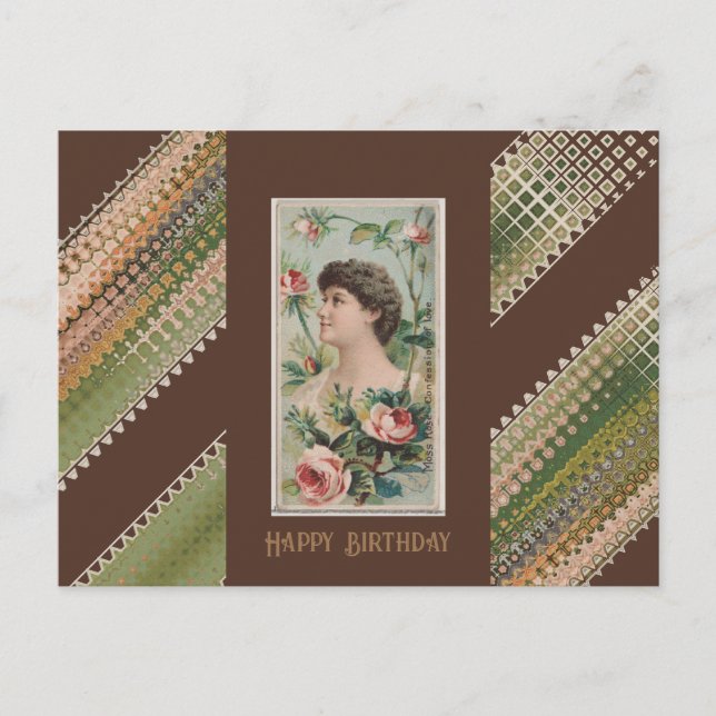 Happy Birthday Floral Beauties Moss Rose Postcard (Front)