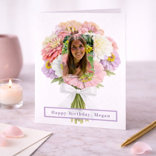 Happy Birthday Floral Bouquet Custom Photo