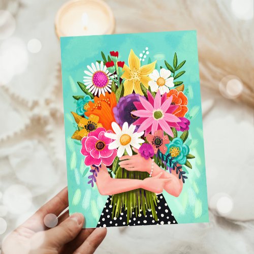 Happy Birthday Floral Bouquet Woman Mom Mother Card