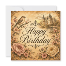 happy birthday floral card 