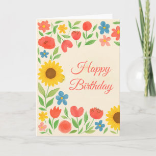 Happy Birthday Floral For Her Greeting  Card
