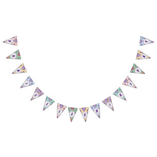 Happy Birthday Floral Girls Name Party Bunting Flags