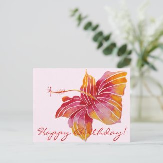Happy Birthday  | Floral Hawaii Postcard