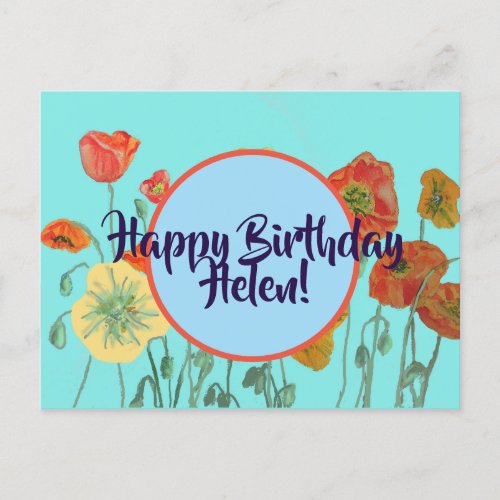 Happy Birthday floral ladies Name Postcard Card