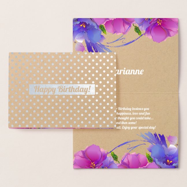Happy Birthday. Floral Luxury Foil Cards