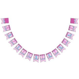 Happy Birthday Floral Pink Purple Polka Dots Party Bunting Flags