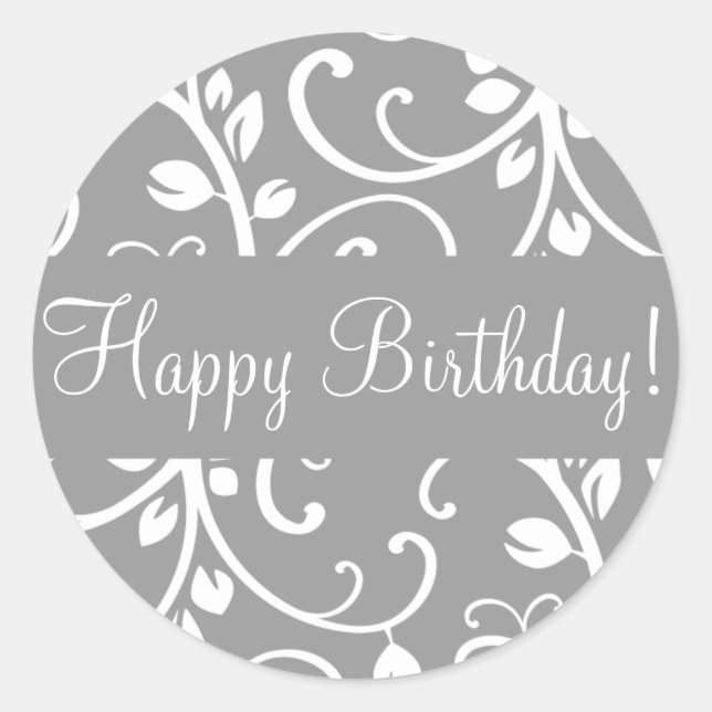 Happy Birthday Floral Vine Envelope Sticker Seal (Front)