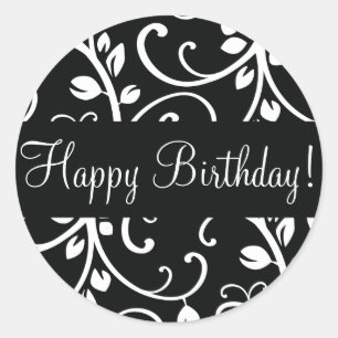 Happy Birthday Floral Vine Envelope Sticker Seal