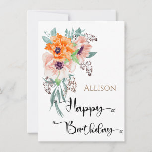 Happy Birthday Floral Watercolor Card