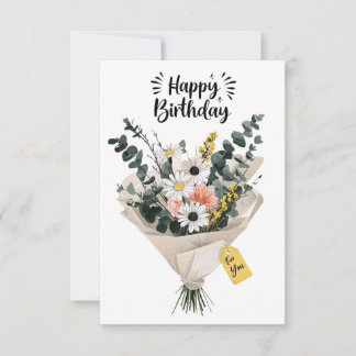 Happy Birthday Flower Bouquet Card | Modern Floral