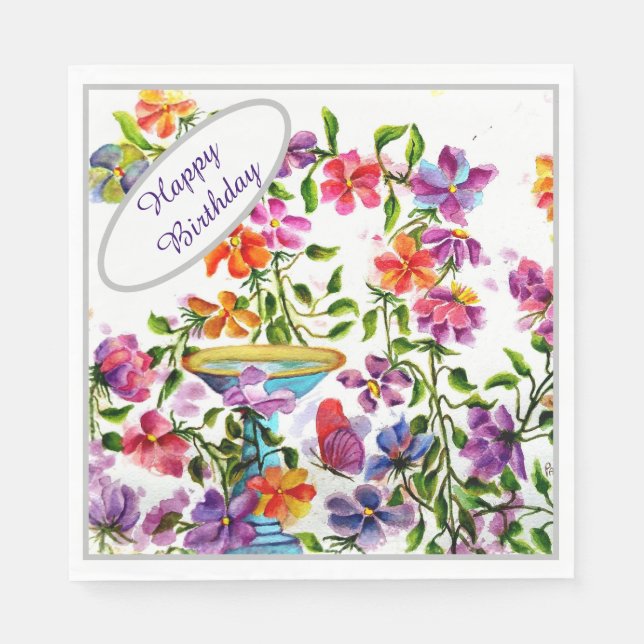 Happy Birthday FLOWER GARDEN PARTY Napkins (Front)