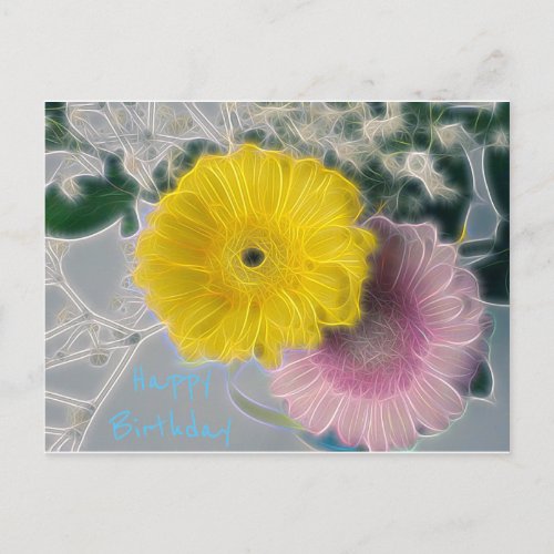 Happy Birthday Flower Glow Postcard