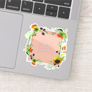 Happy birthday flower sticker