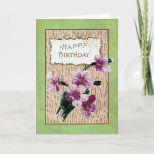 Happy Birthday Flowers Blank Greeting Card