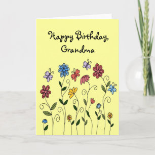 Happy Birthday flowers & butterflies card