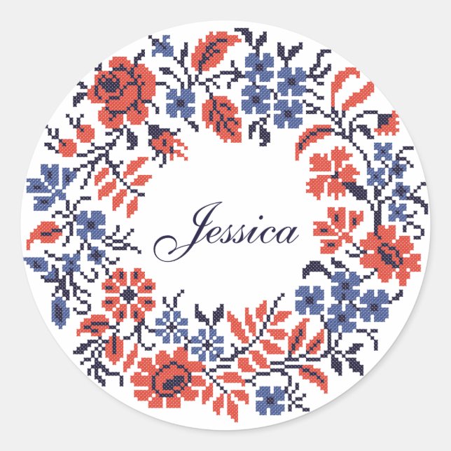 Happy Birthday Flowers cycle Classic Round Sticker (Front)
