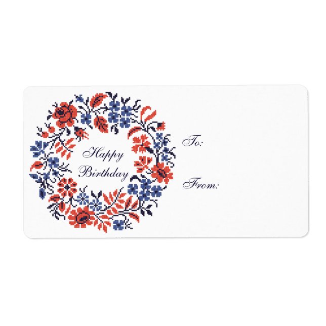 Happy Birthday Flowers cycle Label (Front)