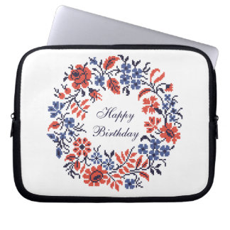 Happy Birthday Flowers cycle Laptop Sleeve
