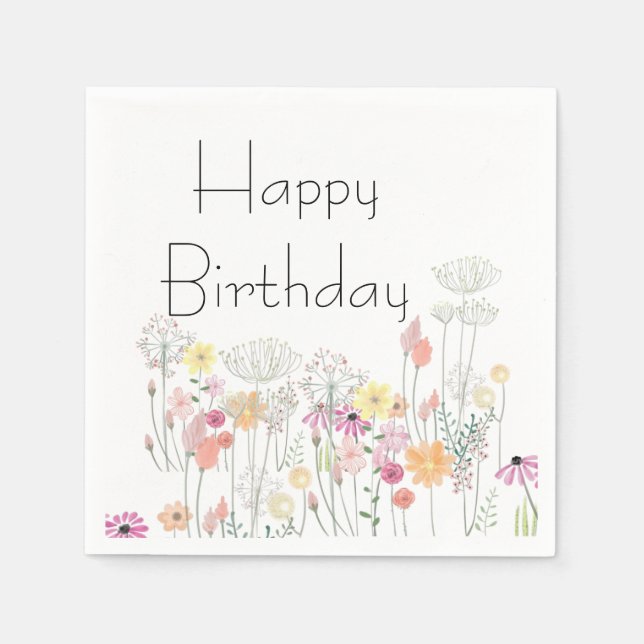 Happy Birthday Flowers Napkins (Front)