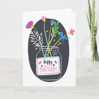 Happy Birthday Flowers - Personalize Card