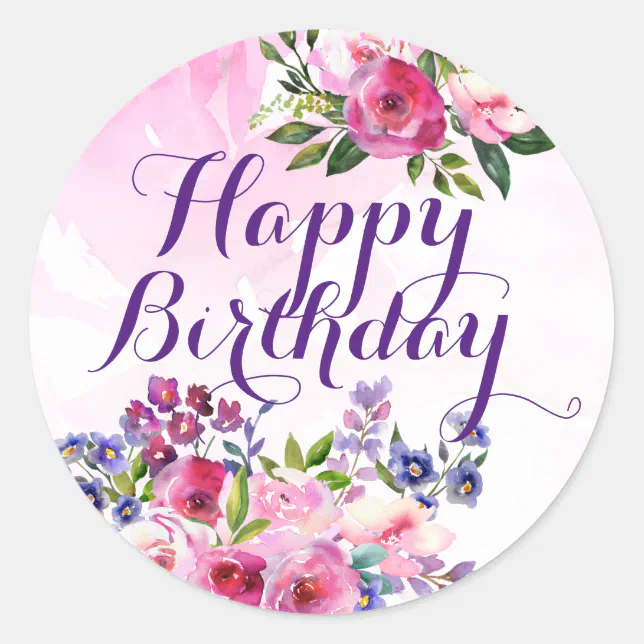 Happy Birthday Flowers Stickers | Zazzle