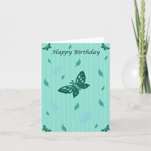 Happy Birthday Flutterby Card Green