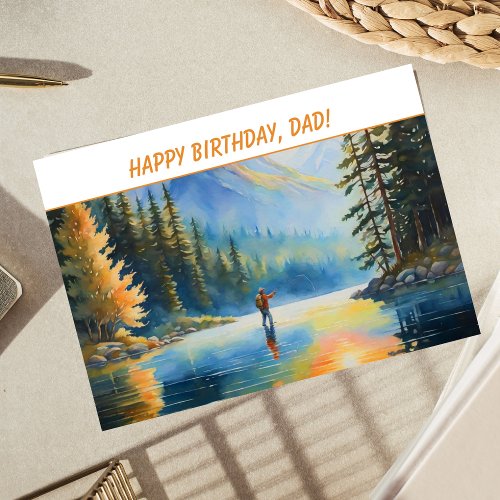 Happy Birthday Fly Fisherman Dad Card