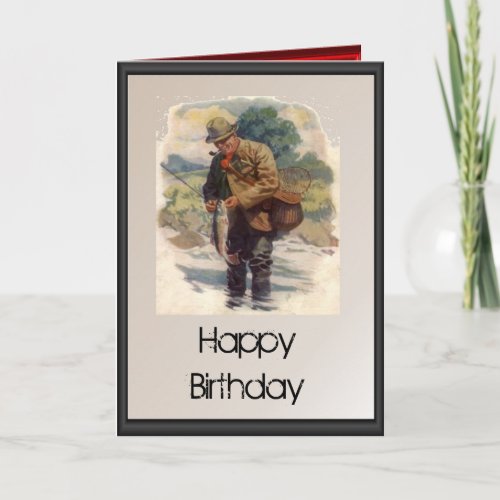 Happy Birthday _ Fly fishing in the river Card