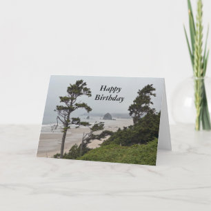 Happy Birthday, Foggy Morning, Cannon Beach, OR Card